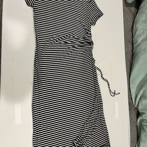 GAP Asymmetrical Black and White Striped Dress